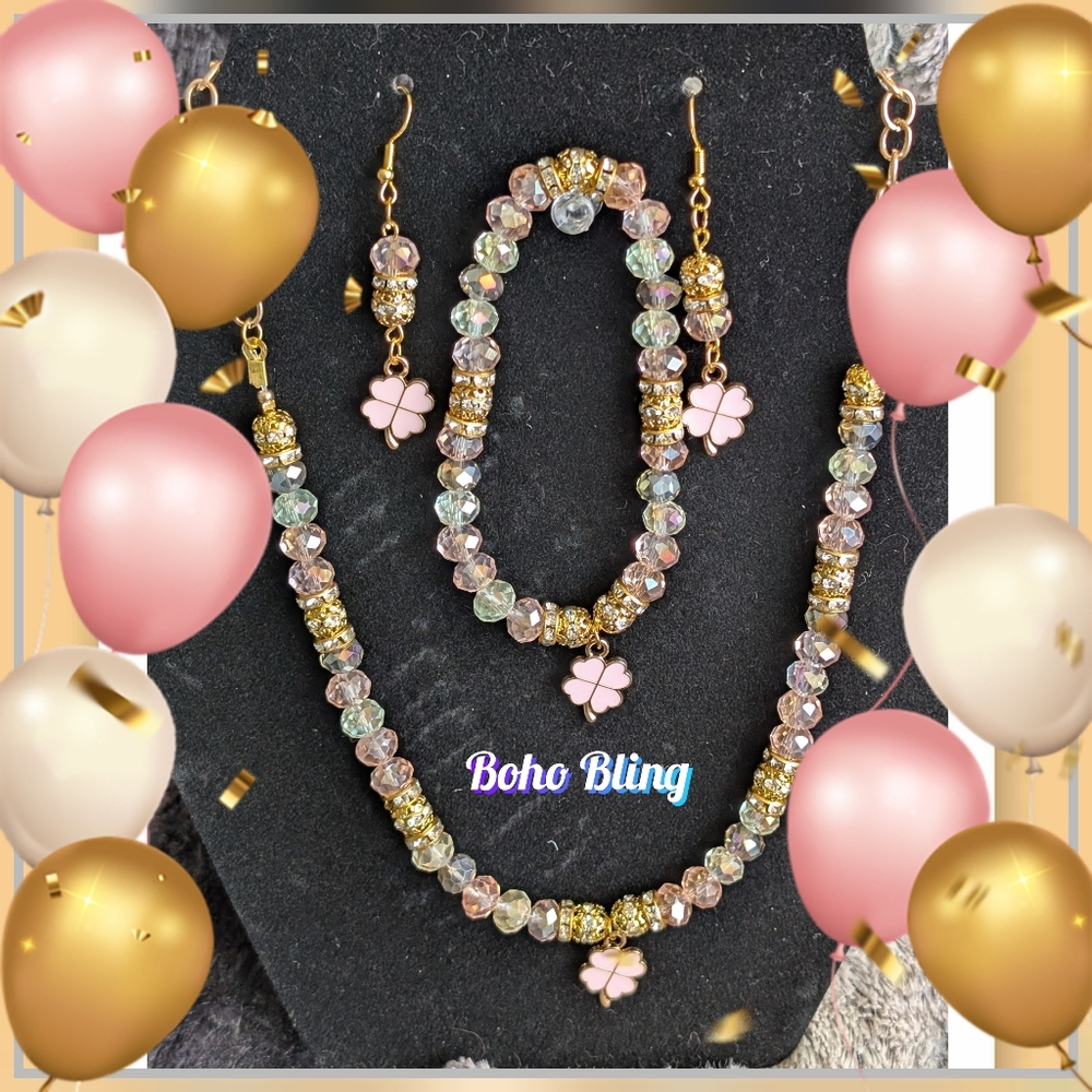 LUCKY CHARM" Boho Bling Set Handmade Beaded Jewelry